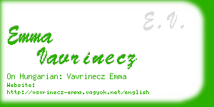 emma vavrinecz business card